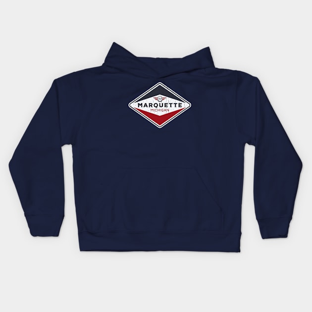 Marquette Michigan Badge Kids Hoodie by dk08